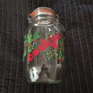 Vintage 60's Christmas Holly Large 3 Liter Cookie Canister, Kitchen Jar, Food Ja